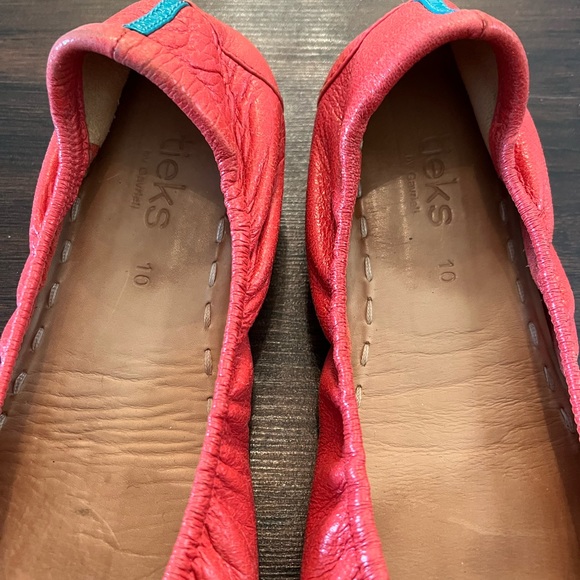 Tieks Poppy Coral Leather Ballet Flats size 10 RARE - Picture 4 of 6